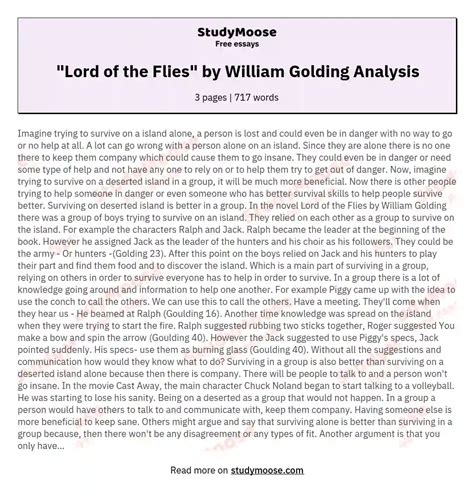 lord of the flies william golding analysis.